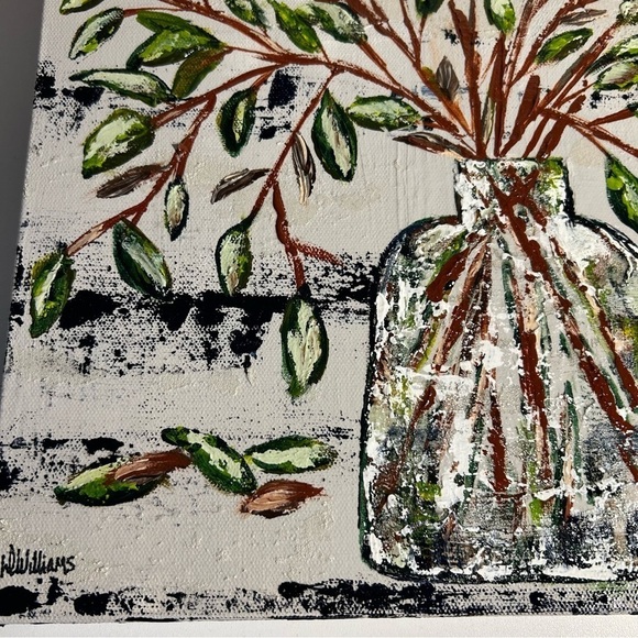 Original Artwork Acrylic’s On Canvas Small Leaf Stems 12" x 16" - Picture 8 of 16